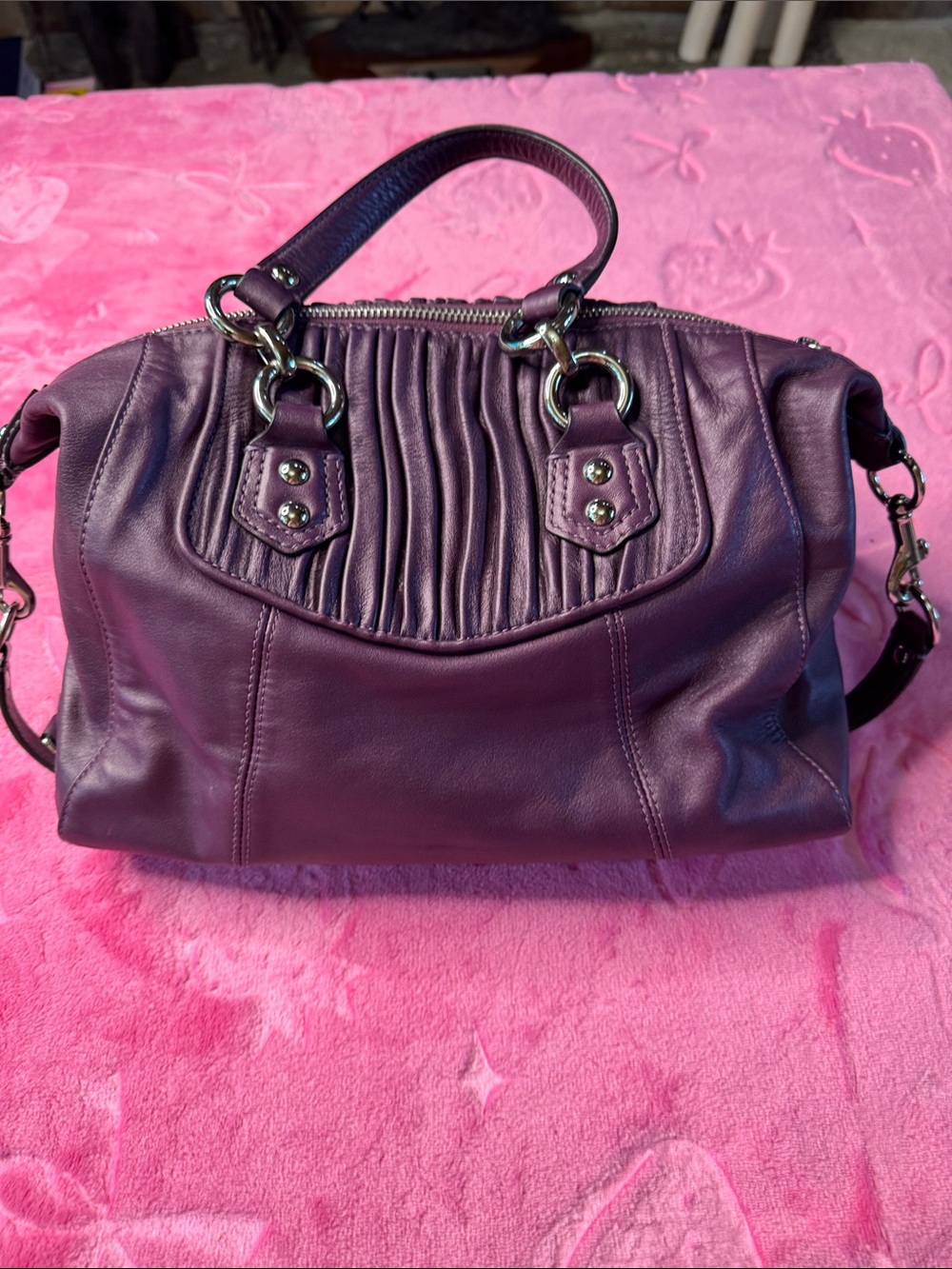 Coach Madison Deep Purple Leather Convertible Strap Satchel — F19452 - Picture 3 of 10